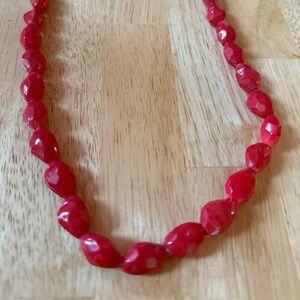 Ethnic hand made coral red necklace
